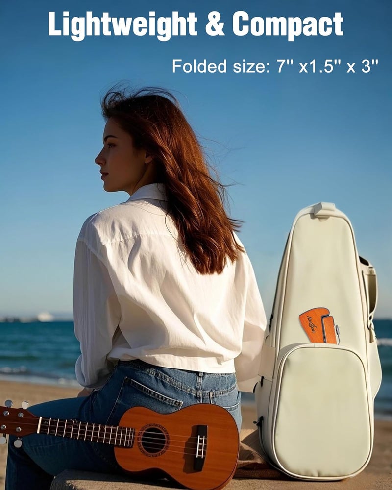 Musbeat Ukulele Stand, Foldable Ukelele Stand for Travel, Rabbit Shape Mahogany Wood Ukulele Holder for Concert Pineapple Soprano Tenor and Baritone, or Violin, Wooden Floor Ukele Holder for Home - Image 1